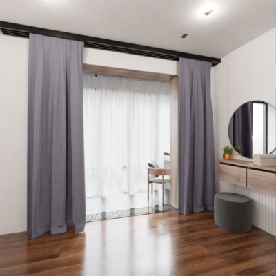 Modern one-colour matt grey drape for living room, bedroom