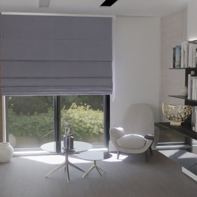 Modern Roman blind in matte one-colored gray, for the kitchen