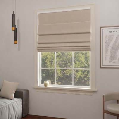 Blackout fabric Roman blind in matt beige