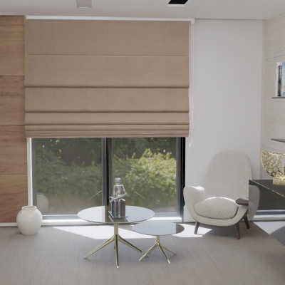 Blackout fabric Roman blind in matt warm beige