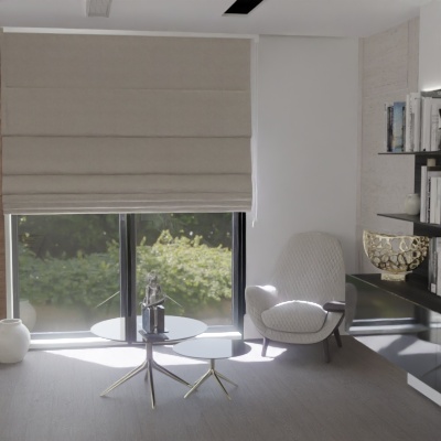 Blackout Roman blind in matt dark beige