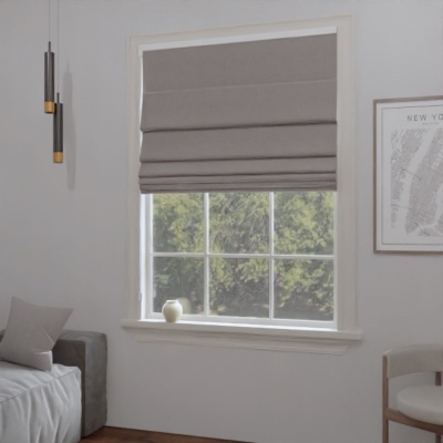 Cold nude blackout Roman blind in matt blackout fabric