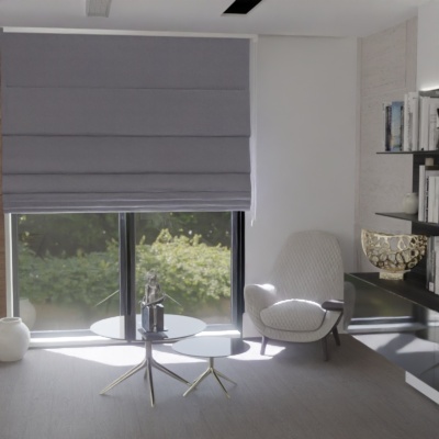 Blackout Roman blind in matt dark grey