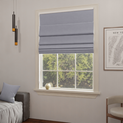 Blackout Roman blind in matt grey