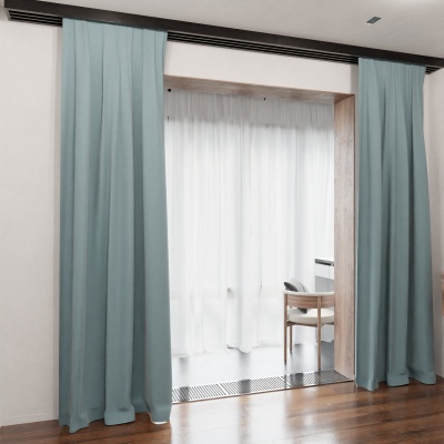 Trendy blackout blackout curtain, for living room, matt, light blue