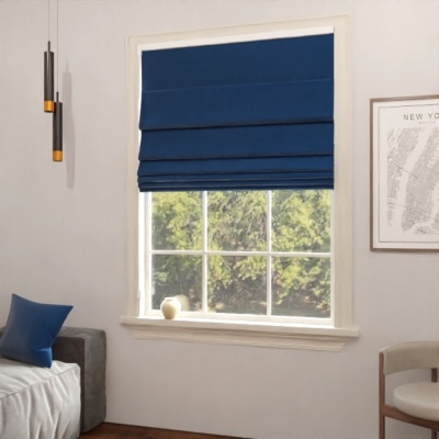 Dark blue blackout Roman blind in matt