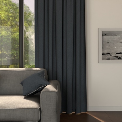 Fashionable blackout drape, blackout, for curtains, matt, made to measure, steel