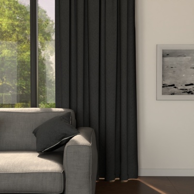 Modern blackout drape, for living room, blackout, matt, dark graphite