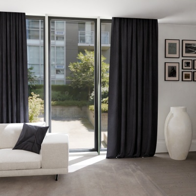 Modern blackout drape, for living room, blackout, matt, dark graphite