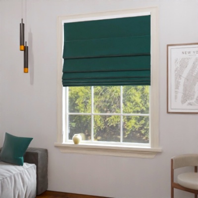 Bottle green blackout Roman blind in matt