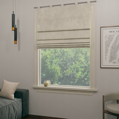 Roman blind for curtain rail in sand colour, made to measure