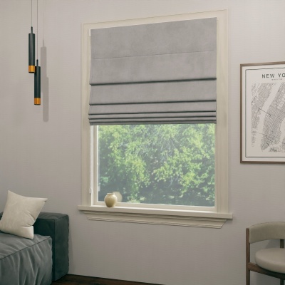 Roman blind in a fashionable and elegant grey shade, made to measure