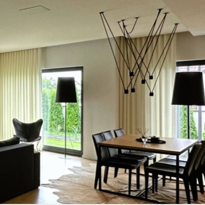 Beautiful stylish drape, for living room, soft, slightly shiny, light cream 