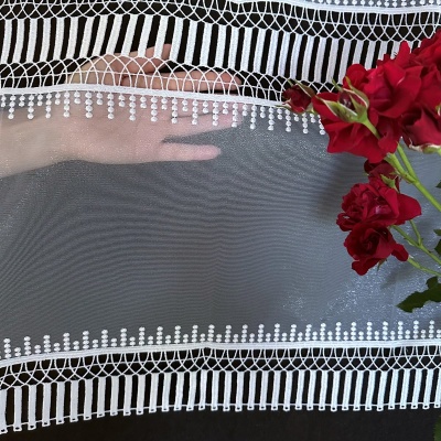 Modern curtain with white guipure geometric pattern