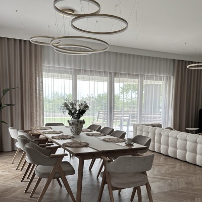 Delicate drapes, cappuccino colour, for living room, room, no ironing