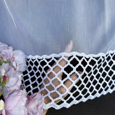 Modern curtain with white guipure geometric pattern 