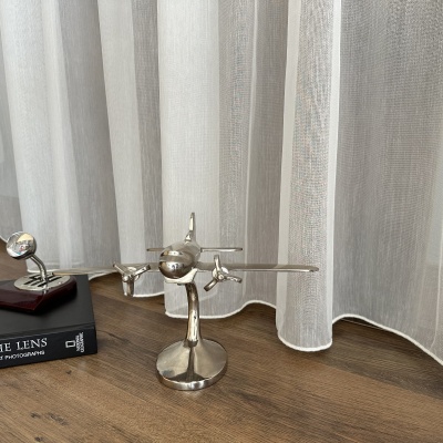 Soft curtain in light cream colour, for the living room, without ironing