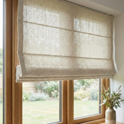 Linen Roman Blind in an Elegant Beige Shade
