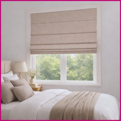 Blackout fabric Roman blind in matt beige