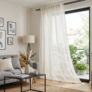 Modern room with voile curtains window decoration